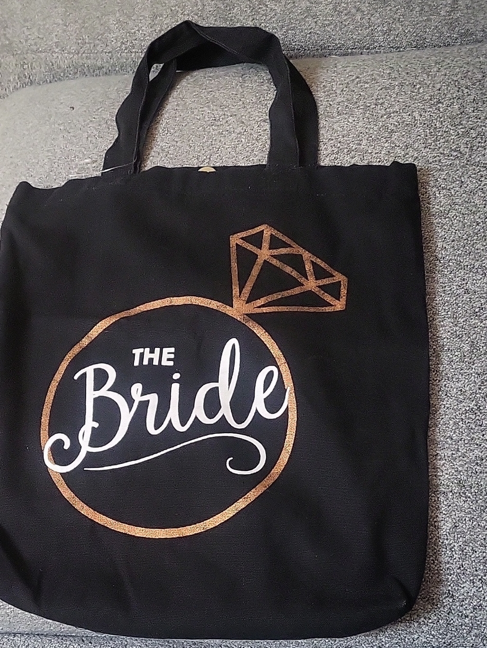Bride Tote Bag in Black with Rose Gold Accent